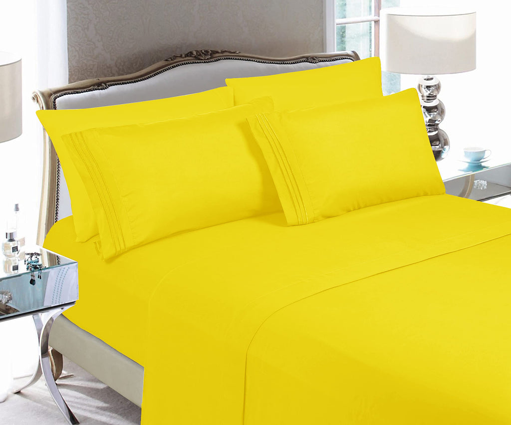 Elegant Comfort Luxury Soft Bed Sheets 1500 Premium Hotel Quality Microfiber Softness Wrinkle And Fade Resistant (6-Piece) Bedding Set, Full, Yellow