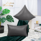 Brawarm Charcoal Gray Leather Throw Pillows 16 X 16 Inches, Snake Leather Pillow Covers Pack Of 2, Faux Leather Decorative Pillo