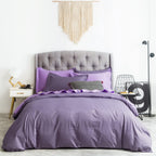 Susybao Single Duvet Cover Twin 100% Cotton Solid Color Purple Duvet Cover Set 1 Romantic Lavender Duvet Cover With Zipper Closu