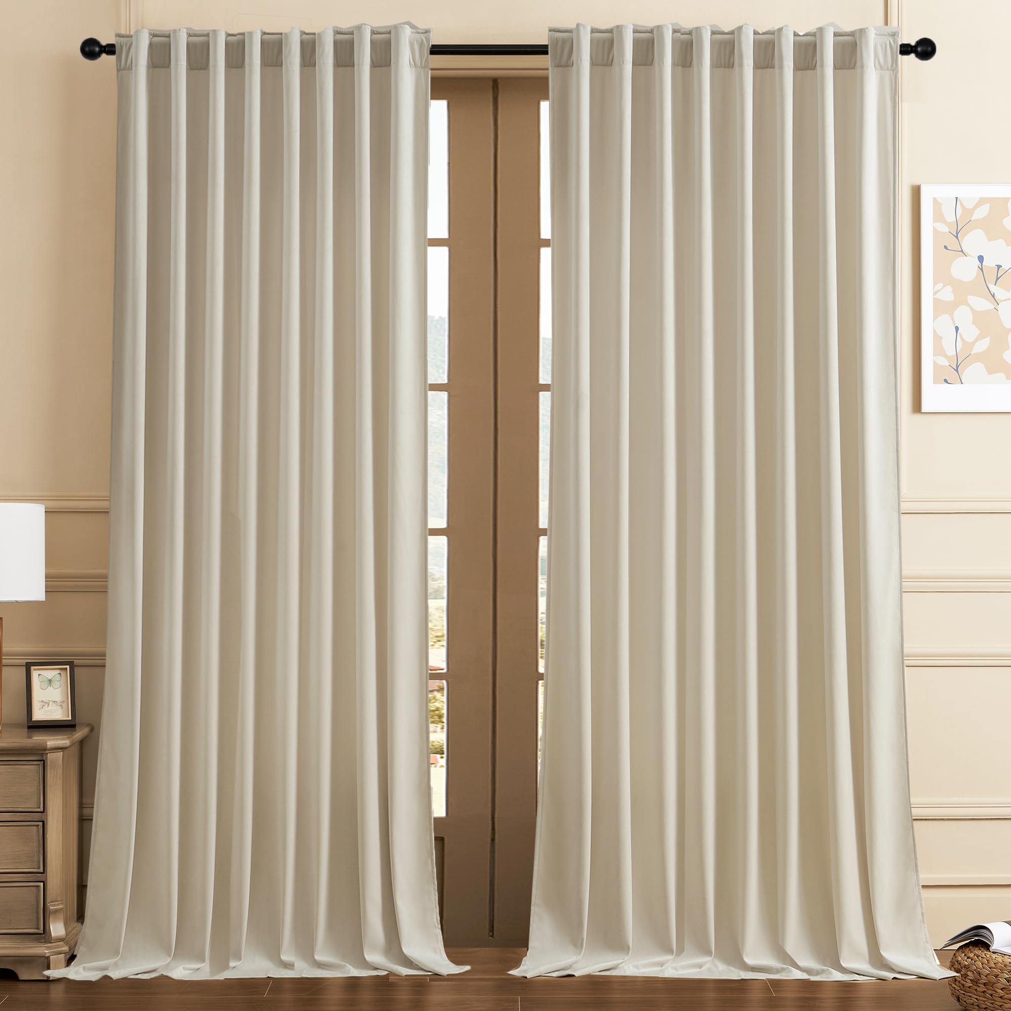 Timeper 96 Inches Long Extra Wide Velvet Curtains Room Darkening Window Curtains For Living Room, Decorative Curtains For Slidin