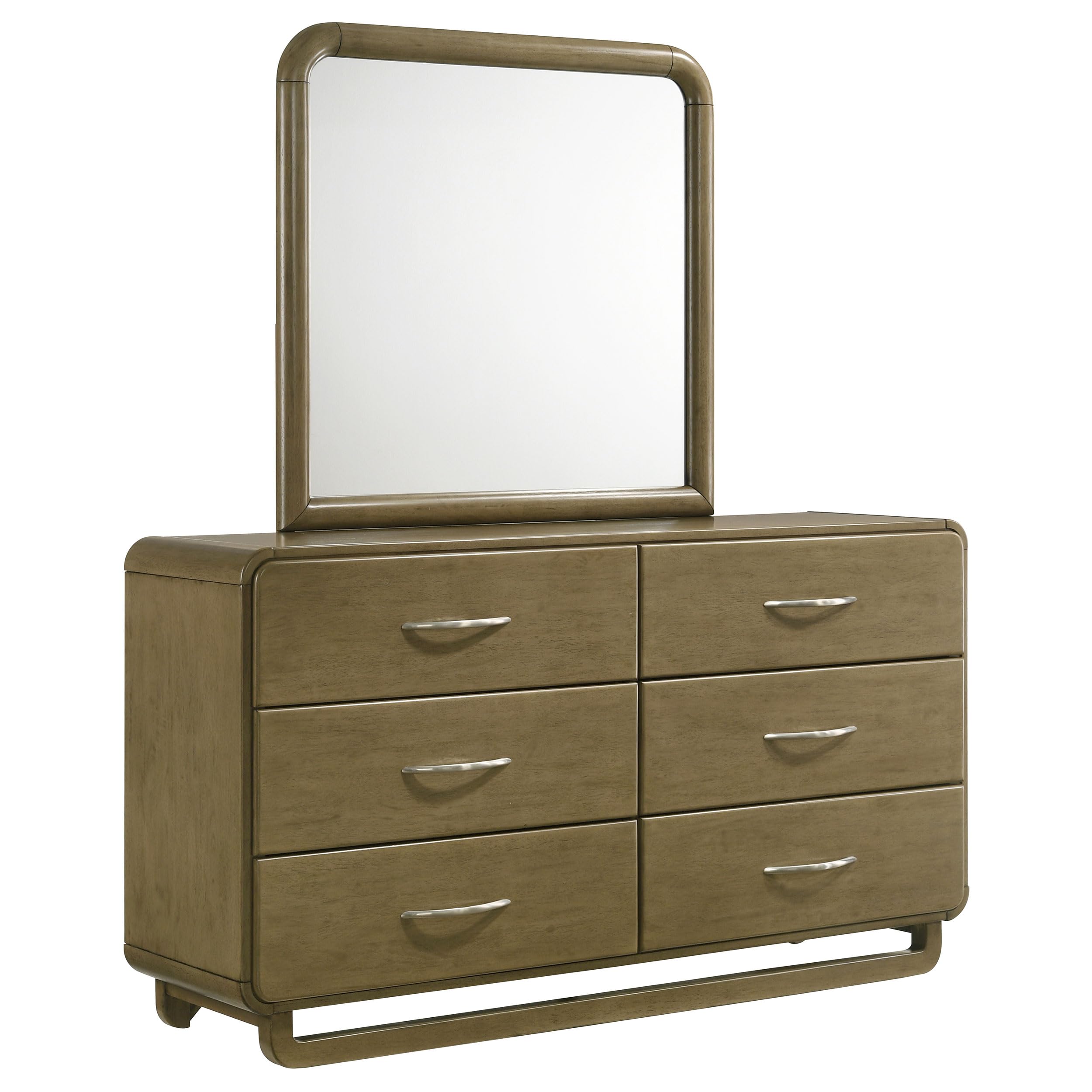 Coaster Home Furnishings Amsbury Transitional 64-inch 6-Drawer Bedroom Dresser with Mirror Bedroom Clothing Storage Cabinet Wide Chest of Drawers Organizer Unit Nutmeg 224273M