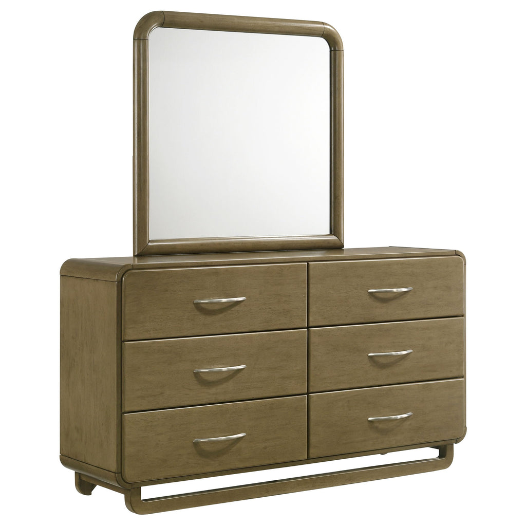 Coaster Home Furnishings Amsbury Transitional 64-inch 6-Drawer Bedroom Dresser with Mirror Bedroom Clothing Storage Cabinet Wide Chest of Drawers Organizer Unit Nutmeg 224273M