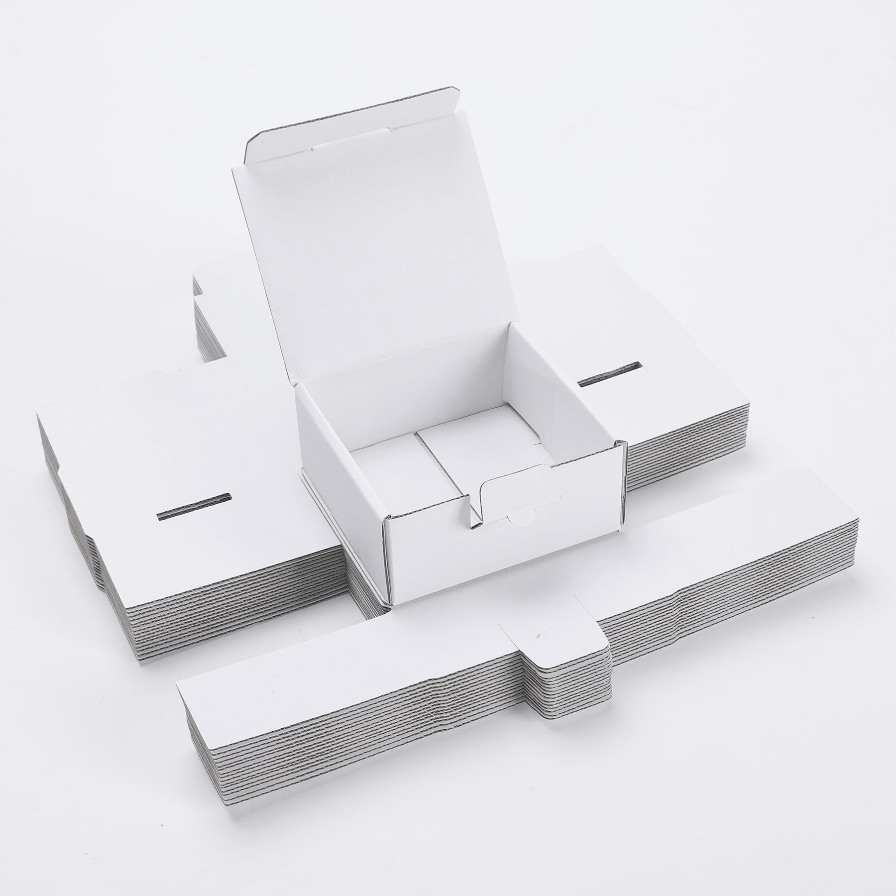 LineKap Small Shipping Boxes 3.5x3.3x1.6 Inches, 10-Pack White Corrugated Cardboard Gift Boxes for Mailing, Packaging & Storage