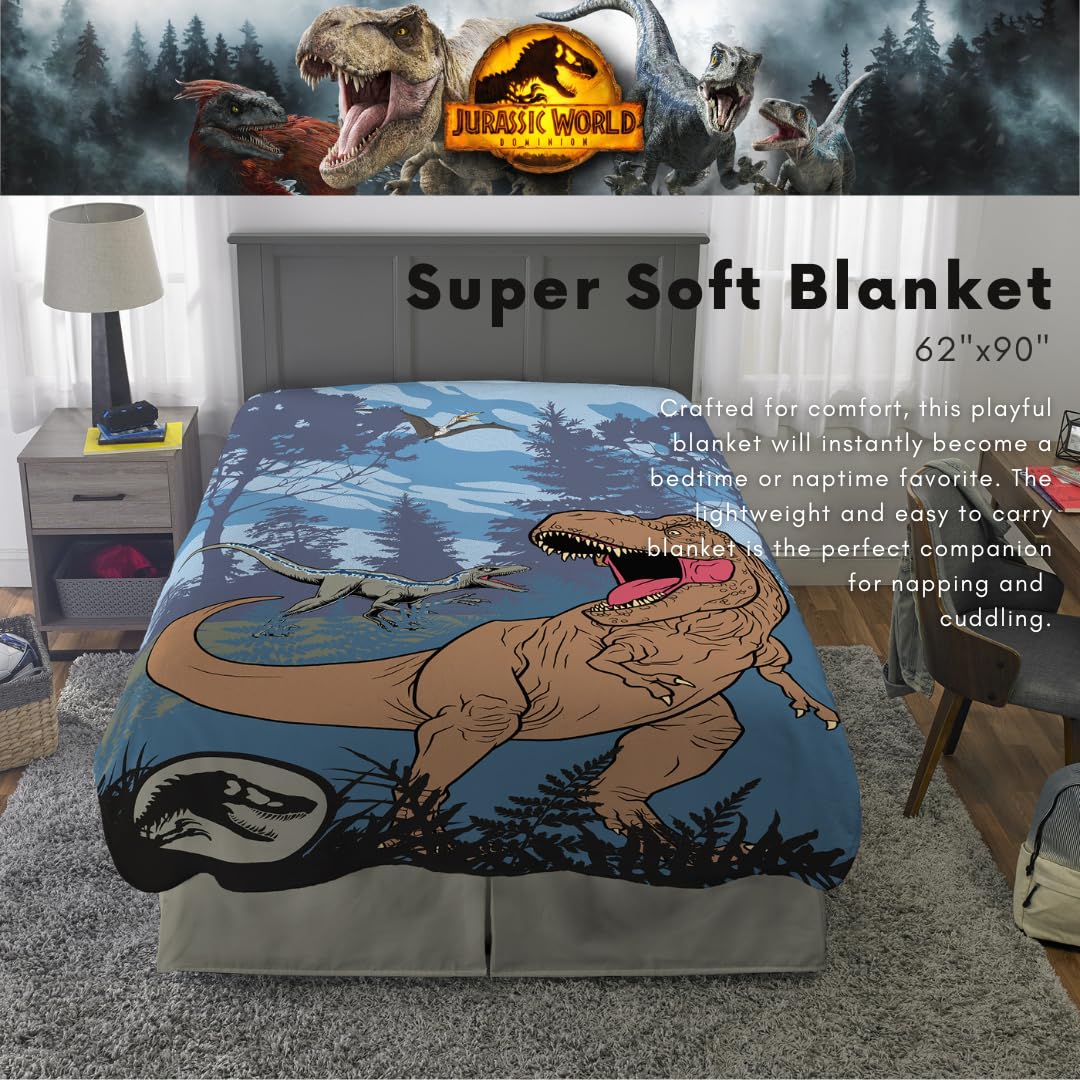 Franco Jurassic World Kids Bedding Super Soft Plush Throw Blanket, 62 In X 90 In, (Officially Licensed Product)