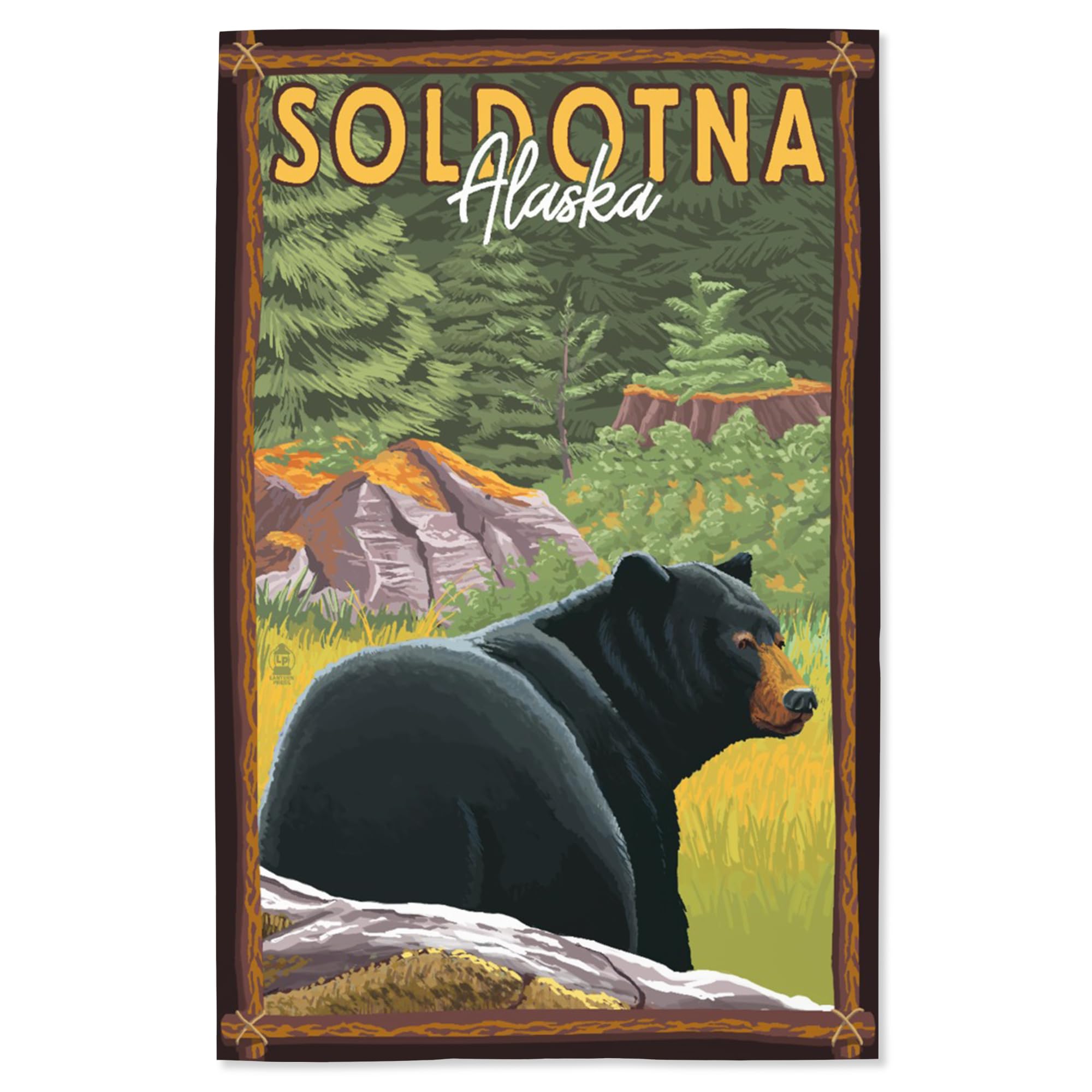 Lantern Press 16x24 Inch Giclee Art Print Wall Decor, Soldotna, Alaska, Black Bear in Forest