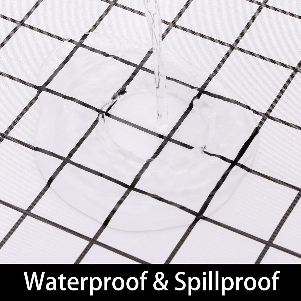 Spotjoy Rectangle Table Cloth, Elastic Fitted Flannel Backed Plastic Table Covers For 4 Foot Folding Tables, Waterproof Vinyl Ta
