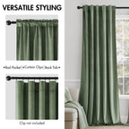 Miulee Sage Green Velvet Curtains 84 Inches - Luxury Blackout Curtains For Bedroom Living Room Thermal Insulated Super Soft Window Drapes Back Tab Rod Pocket, W52 X L84 Inches, 2 Panels