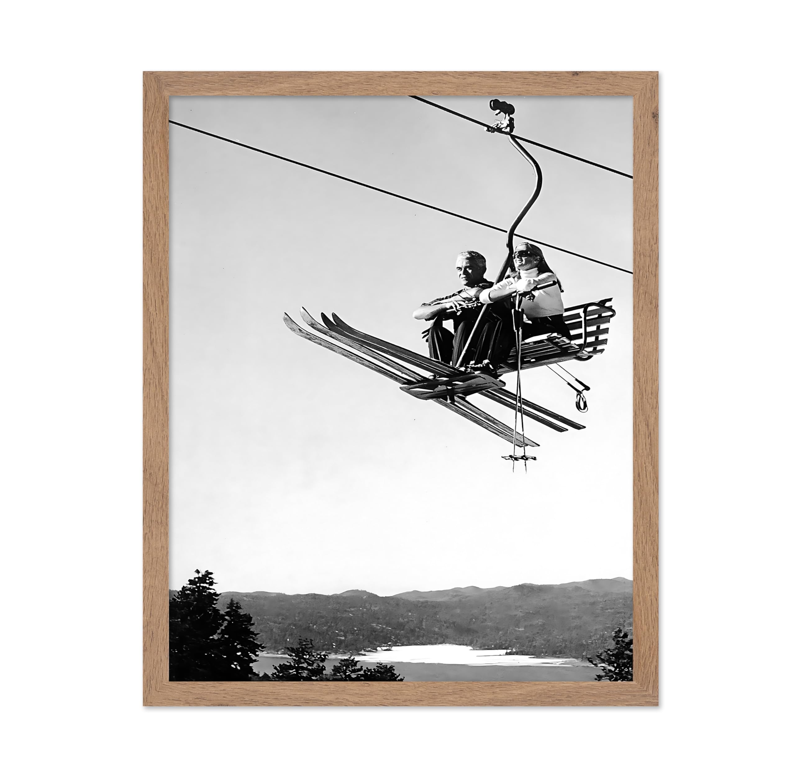 Poster Master Vintage Ski Lift Poster - Ski Print - Winter Art - Sports Art - Photography Art - Black and White Art - Nature Art