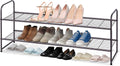 KEETDY 2-Tier Long Shoe Rack for Closet Entryway Shoe Organizer for 18 Pairs Sneakers, Metal Stackable Shoe Storage Shelf with W