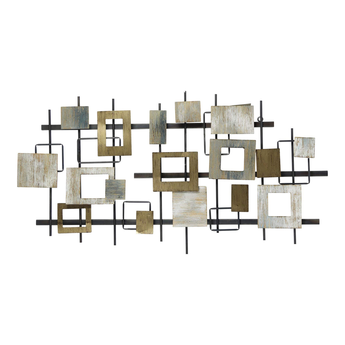 HomeRoots Multi Color 60% Metal, 40% MDF Geometric-Inspired Distressed Finish Wall Centerpiece