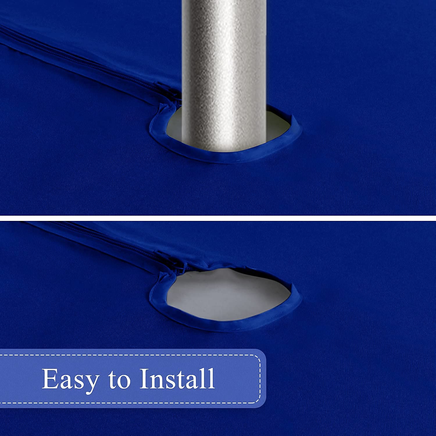 Saraflora Outdoor And Indoor Tablecloth -60 Inch Round, Blue Wrinkle Free Washable Waterproof Table Cloth With Umbrella Hole And