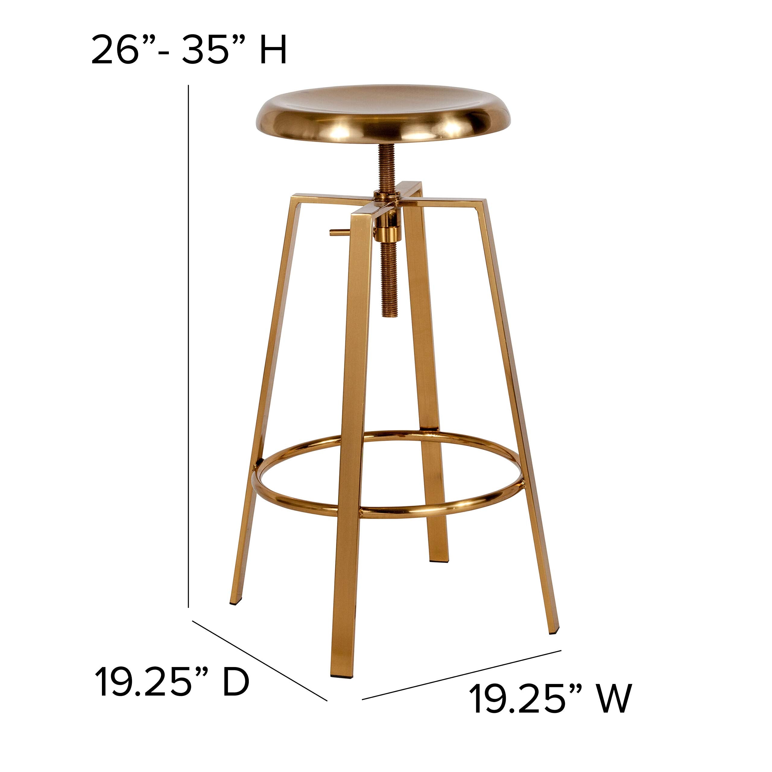 Flash Furniture Swivel Lift Barstool, 1 Pack, Gold