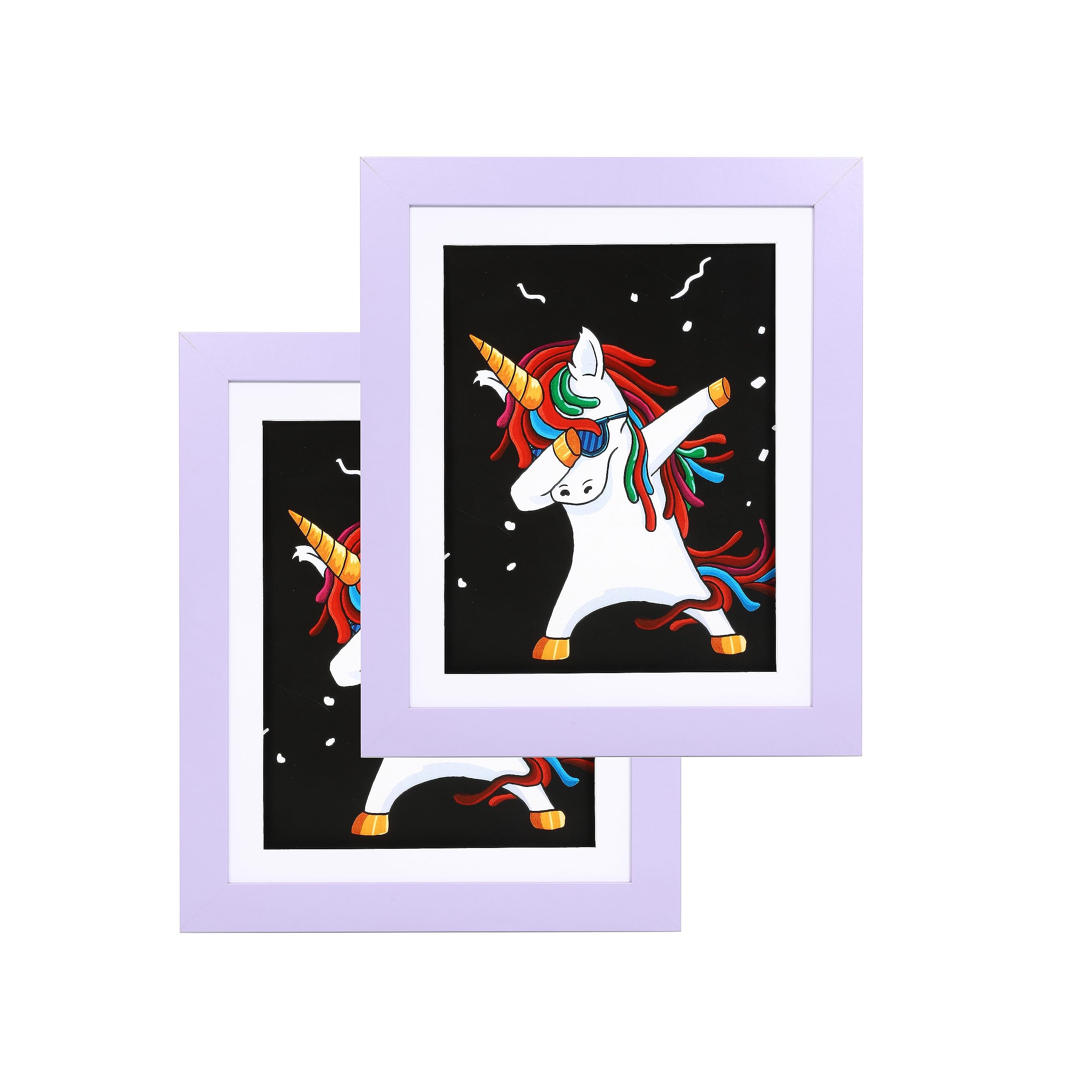 FrameWorks 2-Pack, 10    x 12.5    Lavender Wooden Kids Art Frame - Frames for Kids Artwork with Gallery Style Edges, Tempered G