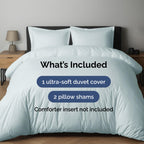 Duvet Cover Full Size Set - Extra Soft Full Size Duvet Cover - 80' X 90' Full Duvet Cover W/ 2 Pillow Shams - Hotel Luxury, Easy Care & Fade Free - Comforter Cover W/ Zipper Closures & Ties (Ice Blue)