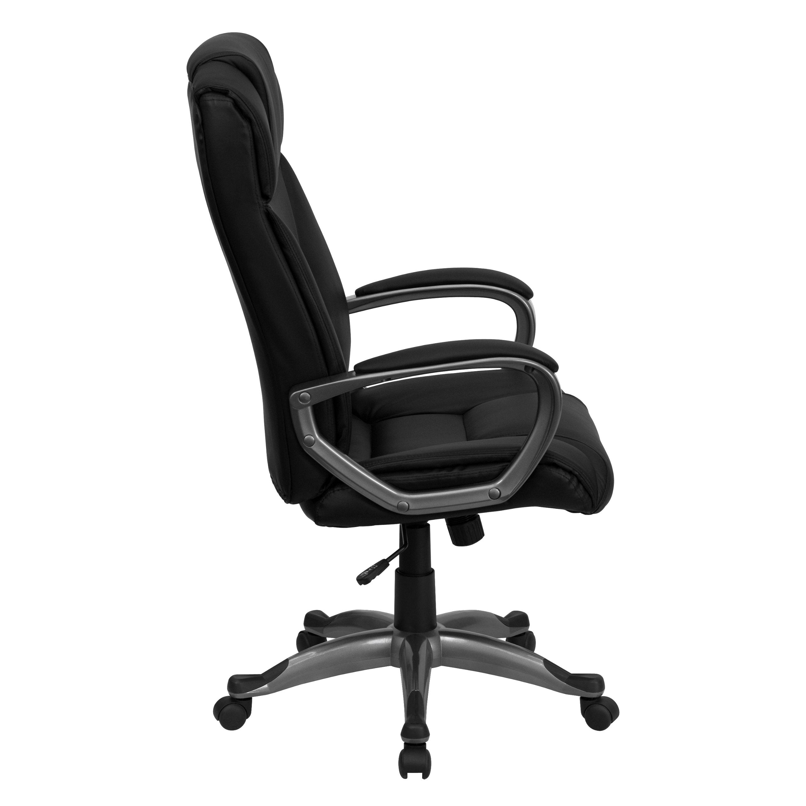 Flash Furniture 177Bk High Back Leather Executive Office Swivel Chair With Titanium Nylon