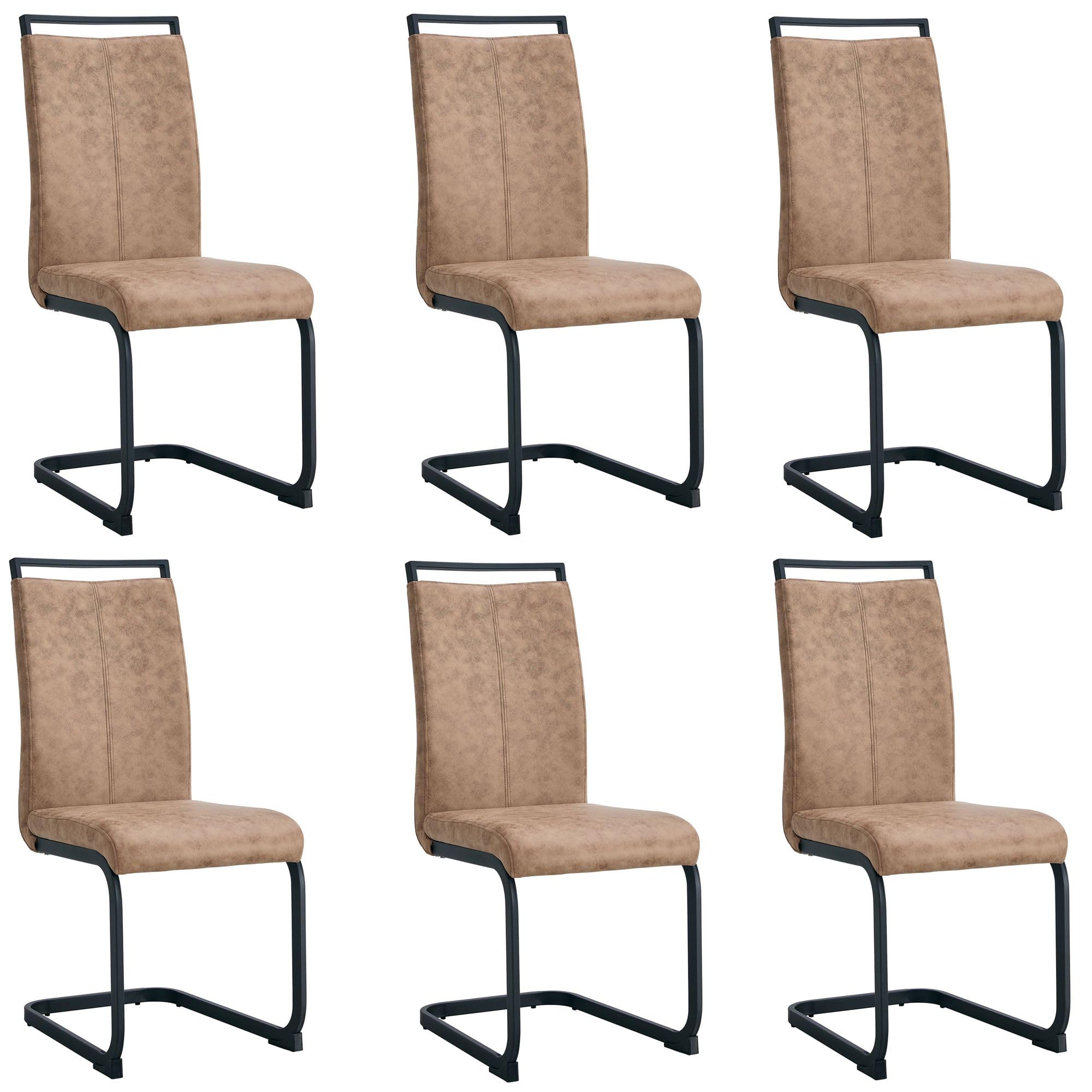 AZmac Modern Dining Chairs Set of 6,Armless Kitchen Chairs,Dining Room Chairs with Upholstered Padded Seat and Sturdy Black Legs