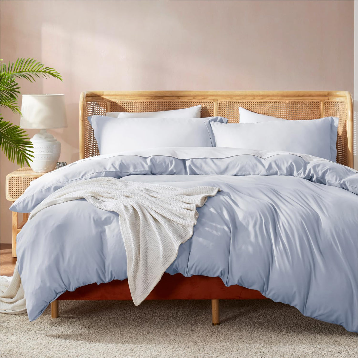 Nestl Ice Blue Duvet Cover King Size - Soft Double Brushed King Duvet Cover Set, 3 Piece, With Button Closure, 1 Duvet Cover 104