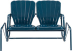 Crosley Furniture Ridgeland Retro Metal Outdoor Loveseat Glider, 2-Person Rocking Patio Bench for Porch, Navy Gloss