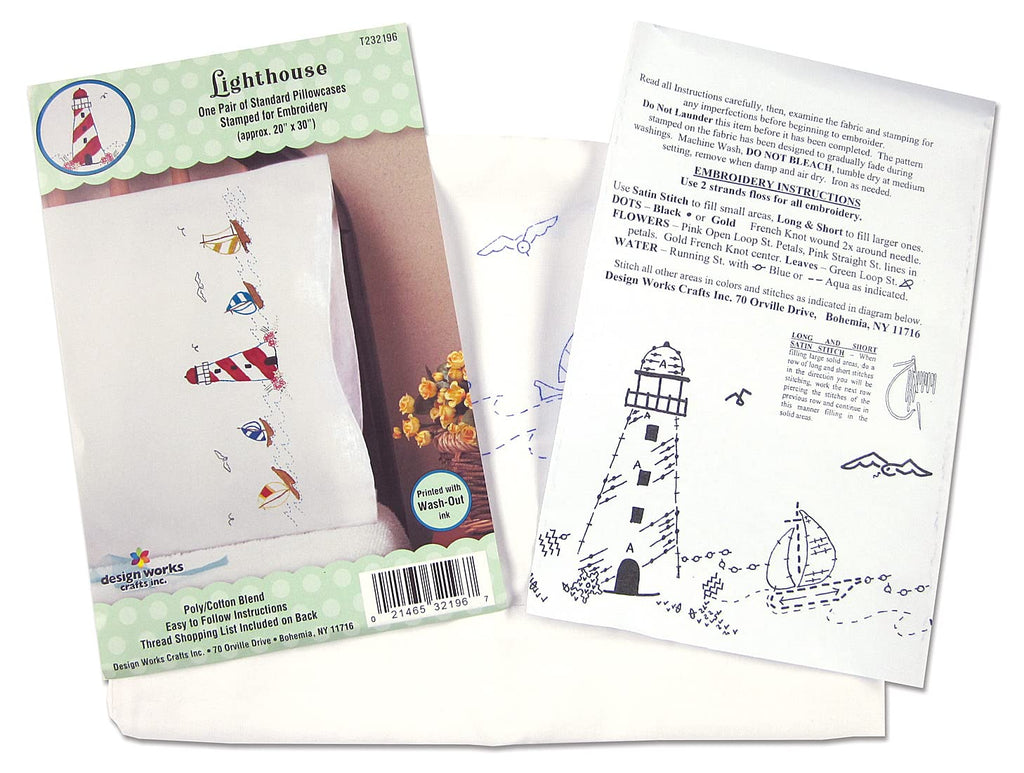 Design Works Crafts Lighthouse Stamped For Embroidery Pillowcases