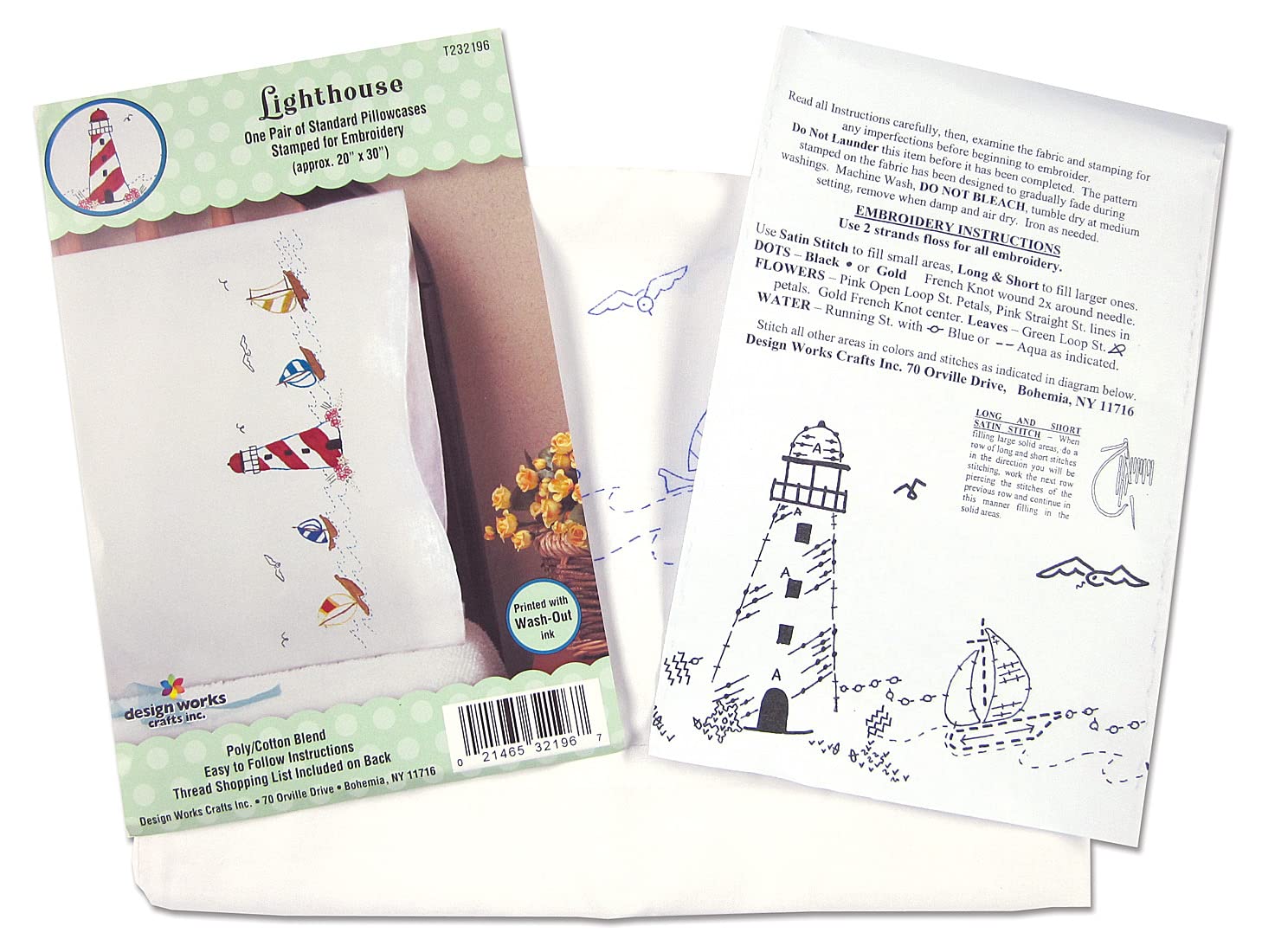 Design Works Crafts Lighthouse Stamped For Embroidery Pillowcases