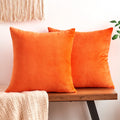 Grineed Fall Orange Throw Pillow Covers Decorative Velvet Set Of 2 22X22 Inch Pillow Covers, Burnt Orange Large Pillowcases For