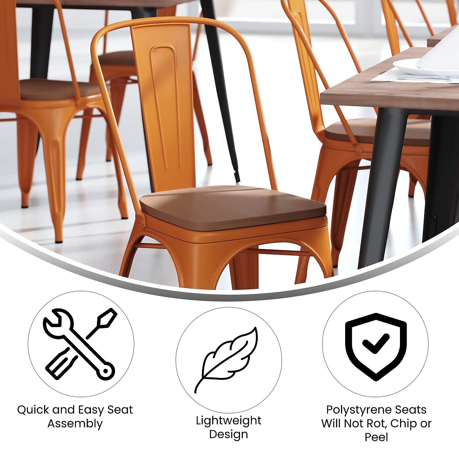 Flash Furniture Metal Colorful Restaurant Chair - Thumbnail 5