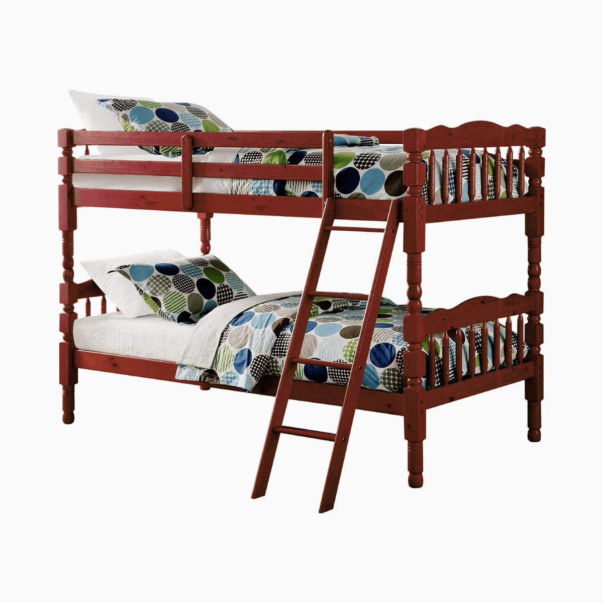 Better Home Products Charlotte Twin Over Twin Solid Wood Bunk Bed In Mahogany