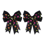 Meseey 2 Pcs Large Black Polka Dot Burlap Bow 10.8 x 8.8 Inch Halloween Wreath Decoration Bows for Baby Shower Party Holiday Gif