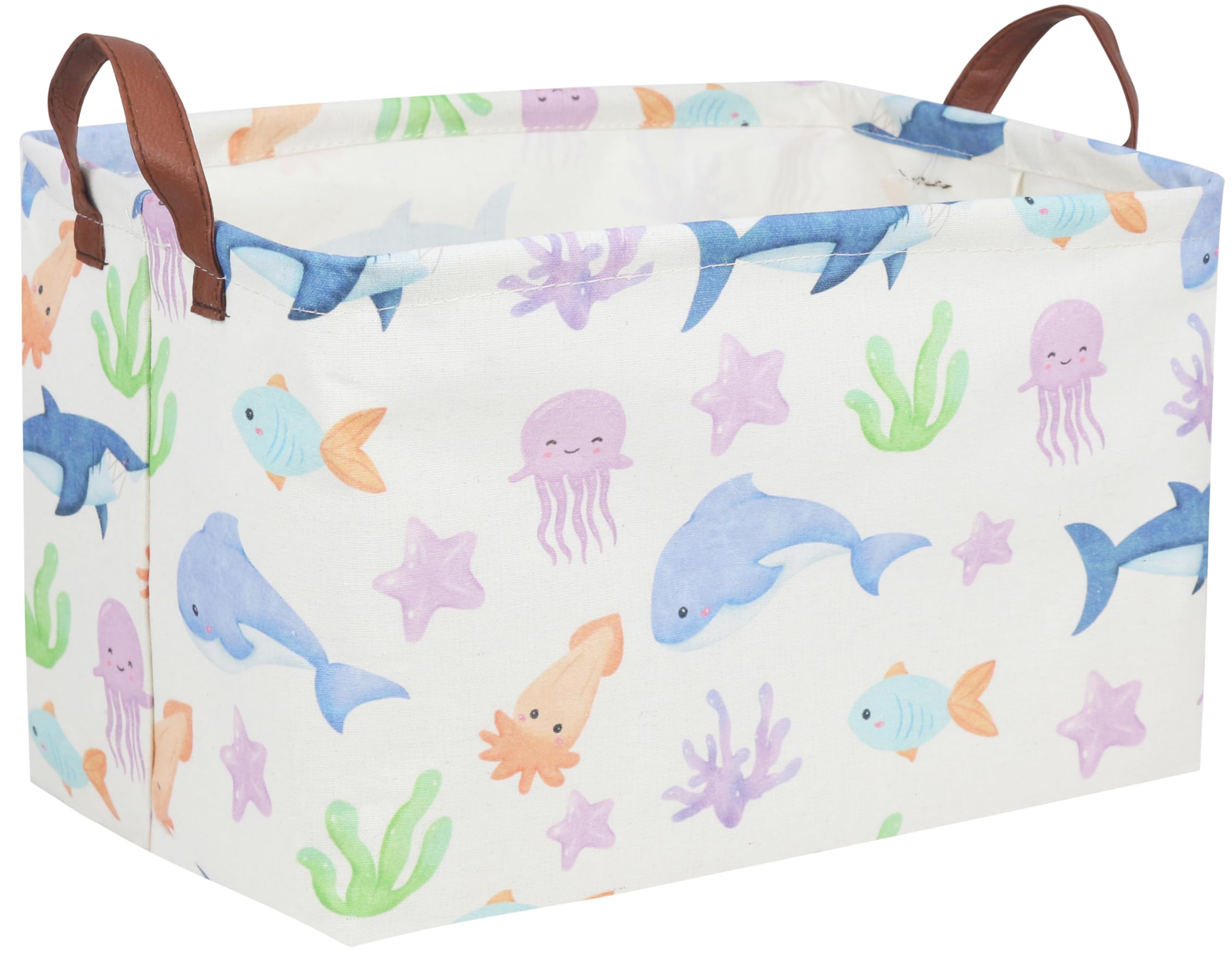 Essme Rectangular Boys Basket,Kids Storage Basket with Handles for Room Decor,Ocean Storage Bin(Ocean)