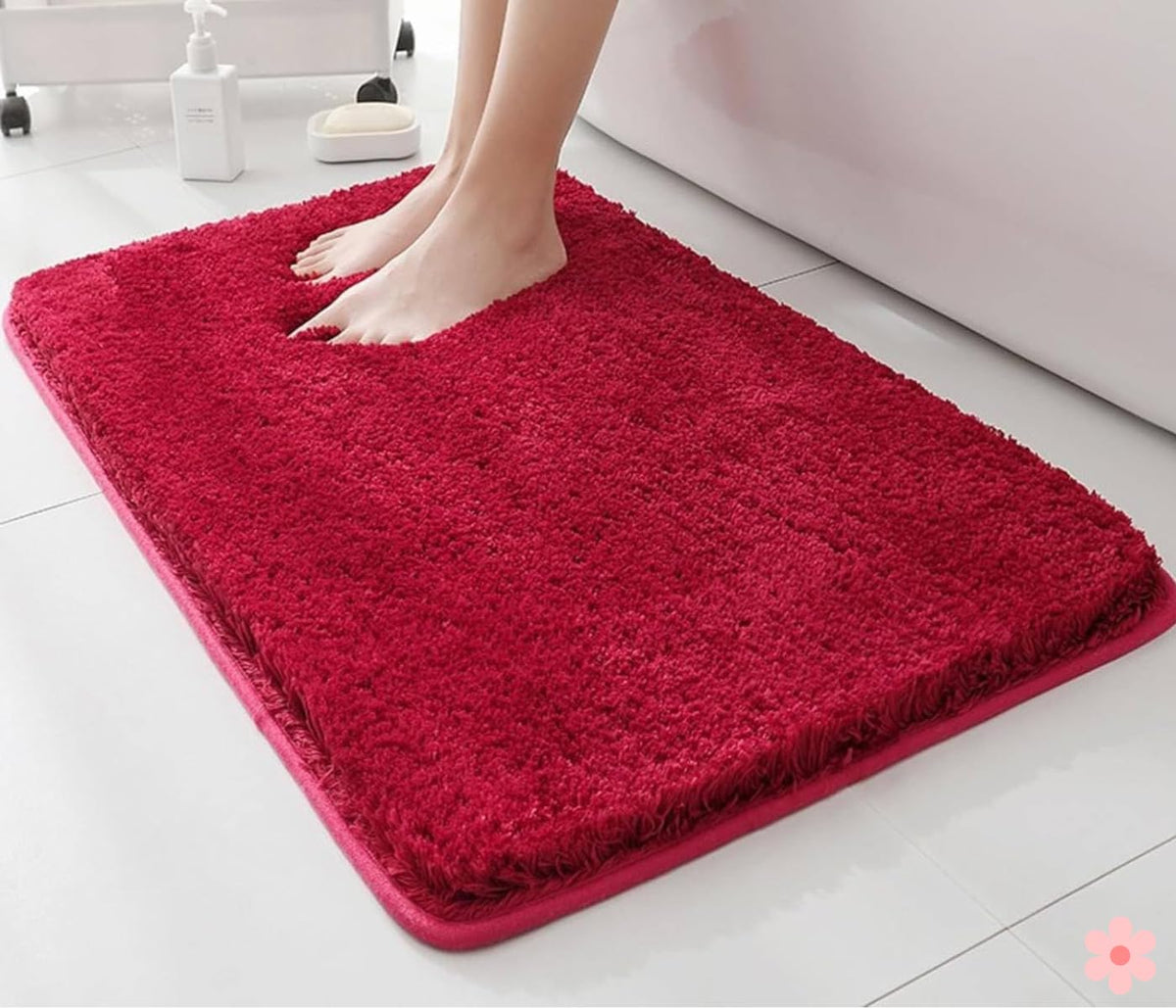 HOWNICE Glorious Super Soft Microfiber Abstract Moroccan Designer Anti Slip Bathmat (Blue, 40 cm x 60 cm), (Soft Mat RED Matt)