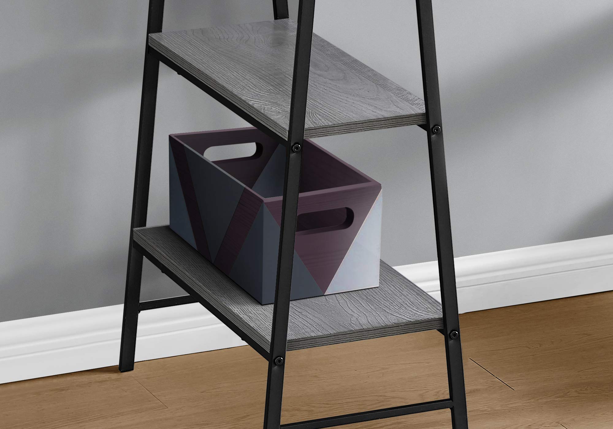 Monarch Specialties I 7524 Computer Desk, Home Office, Laptop, Storage Shelves, 48' L, Work, Metal, Laminate, Grey, Black, Contemporary, Modern