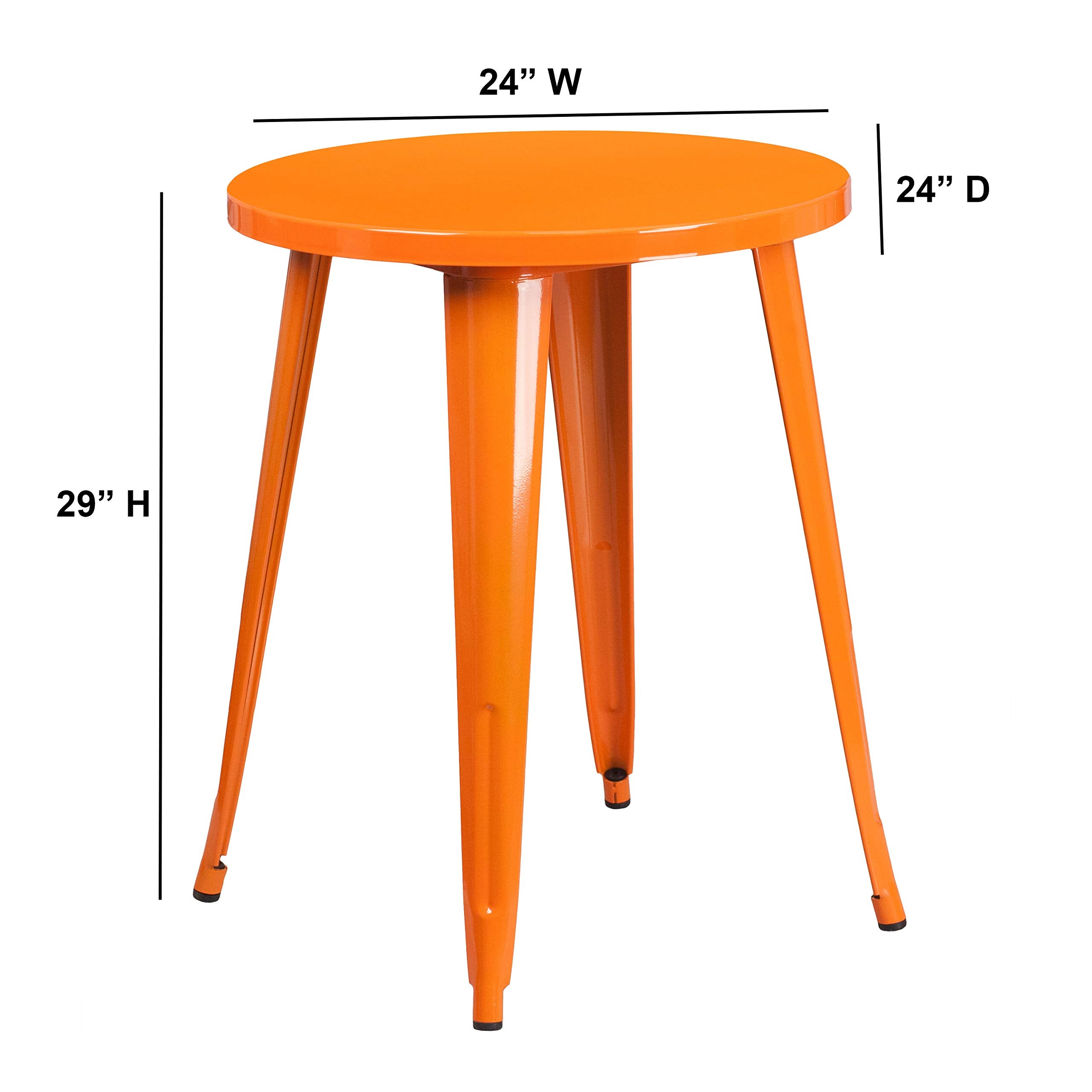Flash Furniture Webb Commercial Grade 24&quot; Round Orange Metal Indoor-Outdoor Table