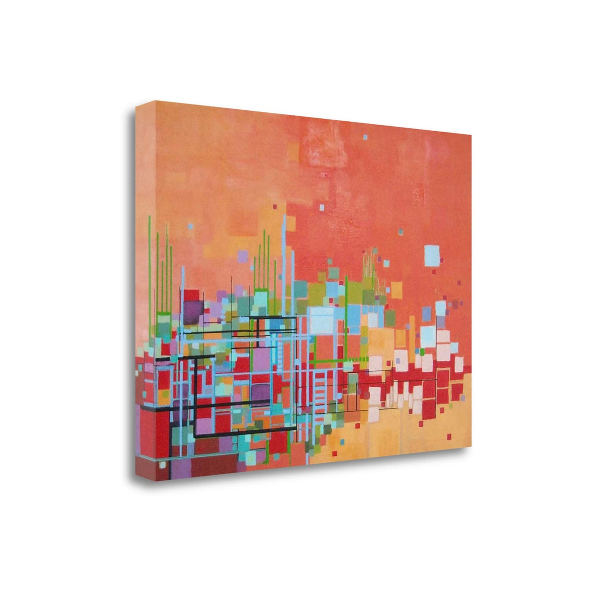 24' Vibrant Geometric Summer Giclee Print on Gallery Wrap Canvas Wall Art