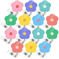 Yunlly 14 Pcs Cute Badge Reel Retractable Flower Floral Nurse Badge Holder Clips Colorful Sunflower Retractable Reel Id Name Cli