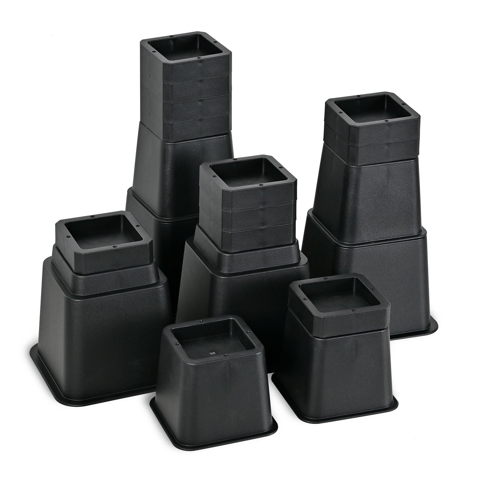 24 Pcs Adjustable Bed Risers 12 Inch Heavy Duty, Furniture Risers Elevation In Heights 3, 4, 5, 6, 7, 8, 9, 10, 11, 12 Inch For
