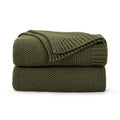 Cozecube Olive Green Throw Blanket For Bed, Soft Cozy Cable Knit Throw Blanket For Twin Bed, Lightweight Warm Decorative Farmhou