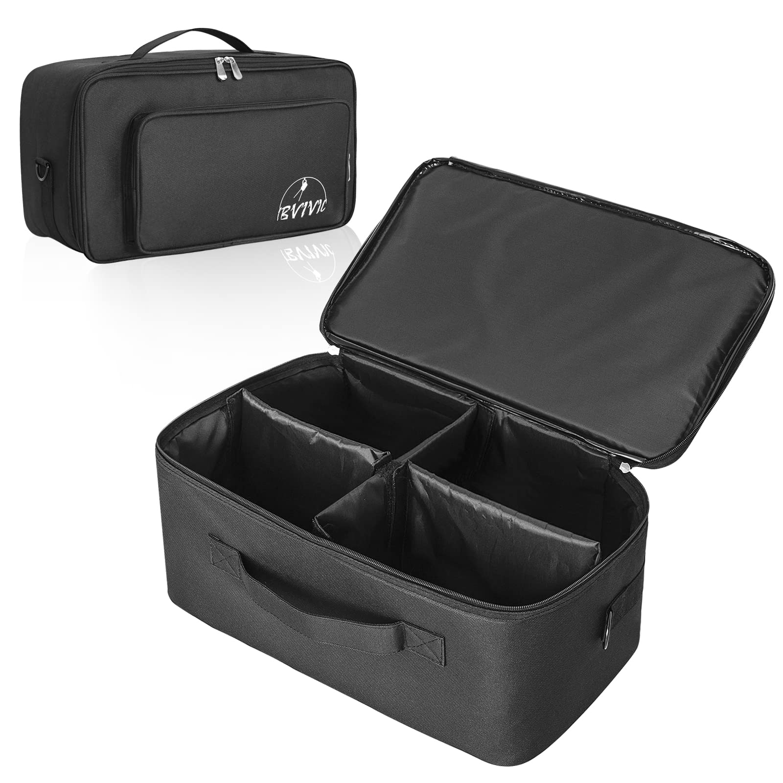 Ibvivic 4 Par 516 Padded Spotlight Bag Stage Lighting Storage Bag For 4 Par Lights Bag With Dividers, Handle, Straps, Black