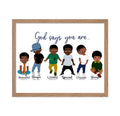 Poster Master Motivational Poster - Retro Inspirational Print - Gift for Afro Kid, Friend - God Says You Are, Cute African Ameri