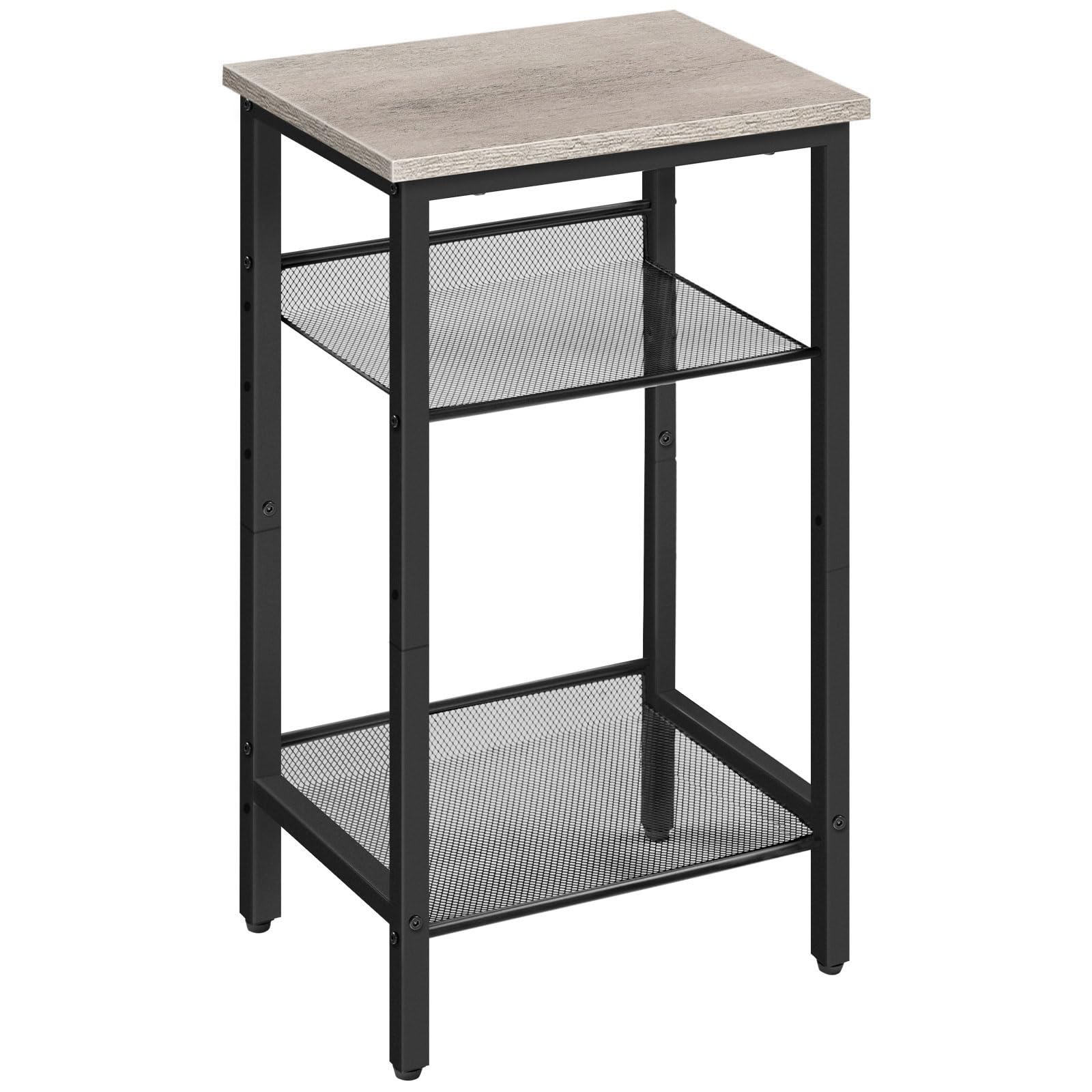 Hoobro Side Table, 3-Tier Tall End Telephone Table With Adjustable Mesh Shelves, Small Entry Table For Living Room Bedroom Hallway Or Office, Greige And Black Bg01Dh01G1