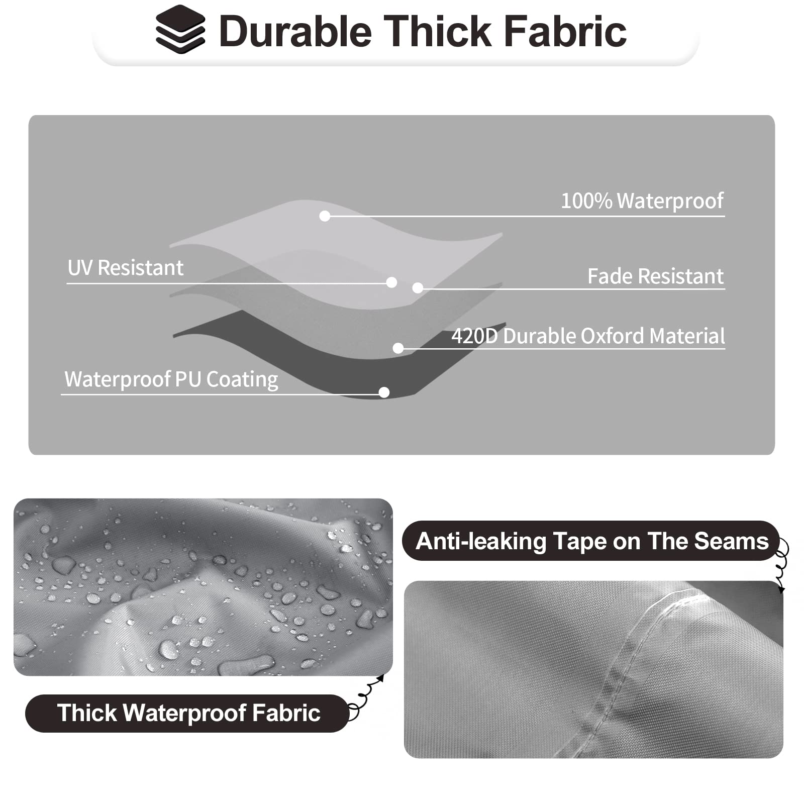 Purefit Outdoor Sectional Sofa Cover Waterproof V Shaped Patio Furniture Covers For Deck, Lawn And Backyard, 100”X100”, Gray