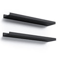 Boswillon Long Floating Shelves Wall Mounted, 2 Set Modern Black Wall Shelf For Bedroom, Nursery Book Shelf With Lip, Picture Ledge Shelf For Wall Decor Living Room Bathroom Kitchen - Black,23.6 In