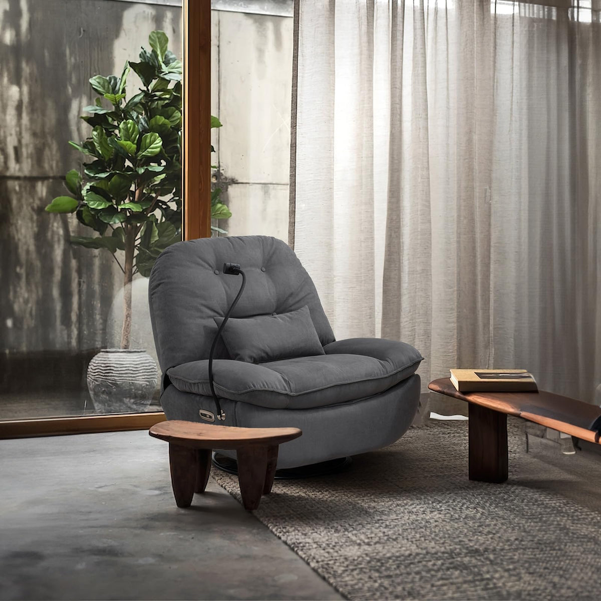 Smart Oversized Electric Recliner Chair, 360 Round Swivel Rocking Glider Rocker Chairs For Adults Modern Comfy Ergonomic Chaise