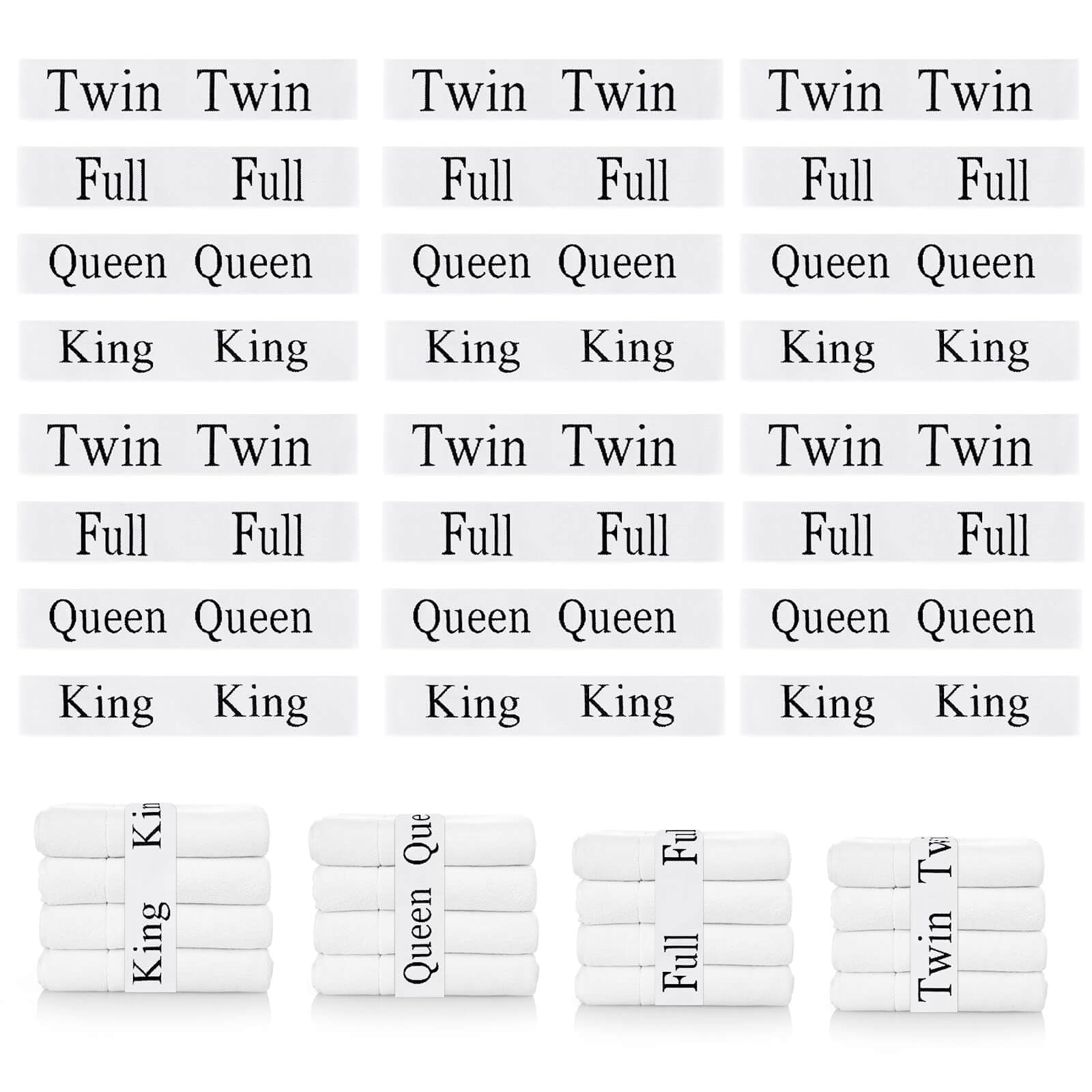 Numyew 24 Pcs Bed Sheet Organizer Bands, Bed Sheet Keepers, King, Queen, Full, Twin Size Sheet Organizer, Elastic Linen Labels F