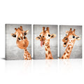 VVOVV Wall Decor Giraffe Decor Picture Animal Wall Art Funny Nursery Wall Decor Framed Ready to Hang, 12inx16inx3Pieces