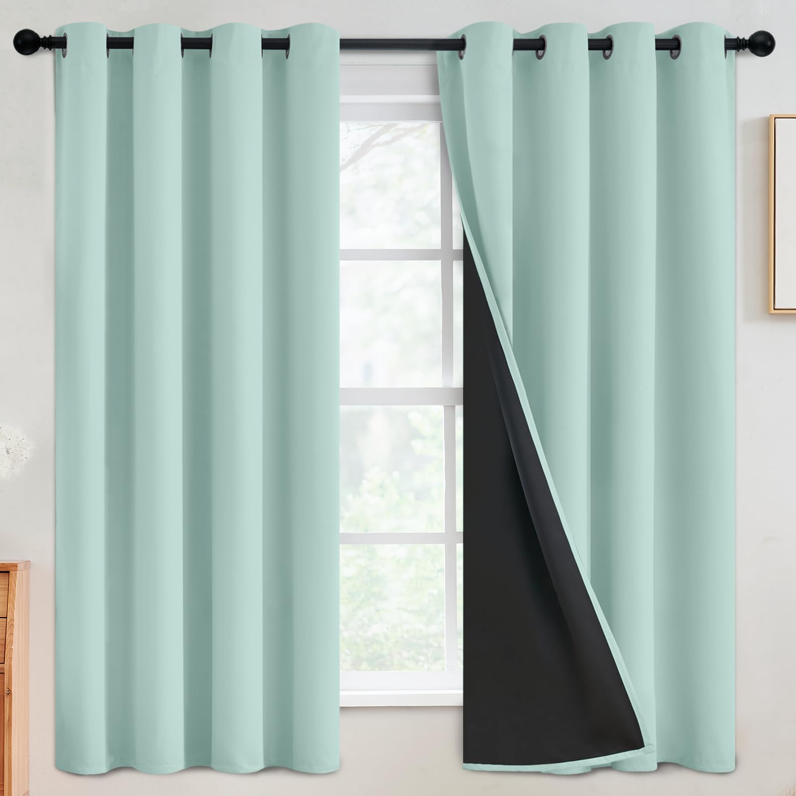 Simplehome 100% Blackout Curtains For Bedroom,Thermal Insulated Aqua Grommet Window Drapes Room Darkening Curtains For Living Ro