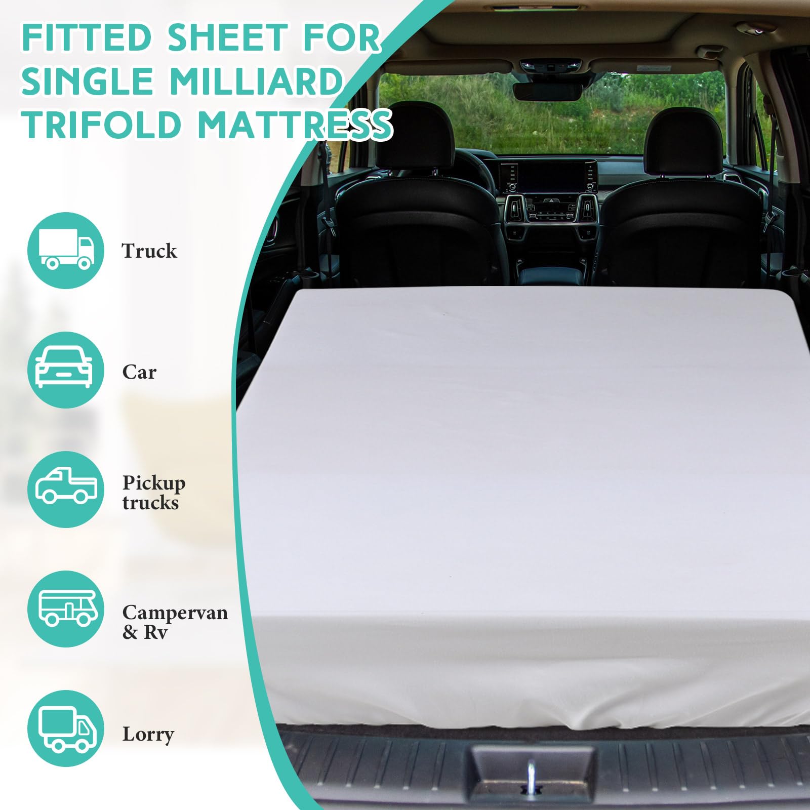 Breling Fitted Sheet (Sheet Only) Compatible With Milliard Trifold Mattress Folding Mattress Fitted Microfiber Sheet For Camp Bunk Rvs Bed(White,1 Pc,Full,4'')