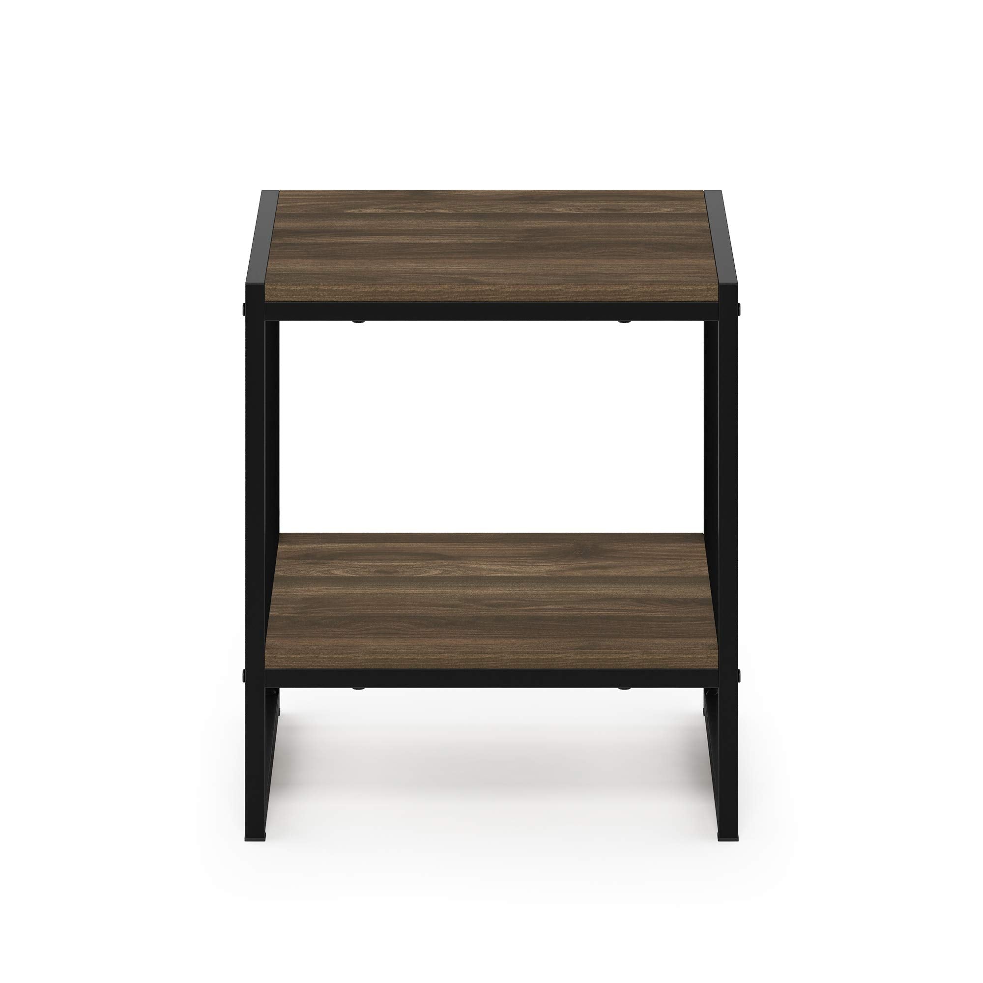 FURINNO Camnus Modern Living 2-Tier End Table, Columbia Walnut, 15.9 in x 15.75 in x 18 in