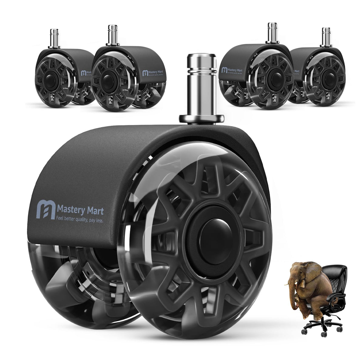 Office Chair Wheels Replacement, 2.5 Inch Heavy Duty Caster Set, For Carpet And Hardwood Floors, Universal Size 11X22Mm, Fits 99