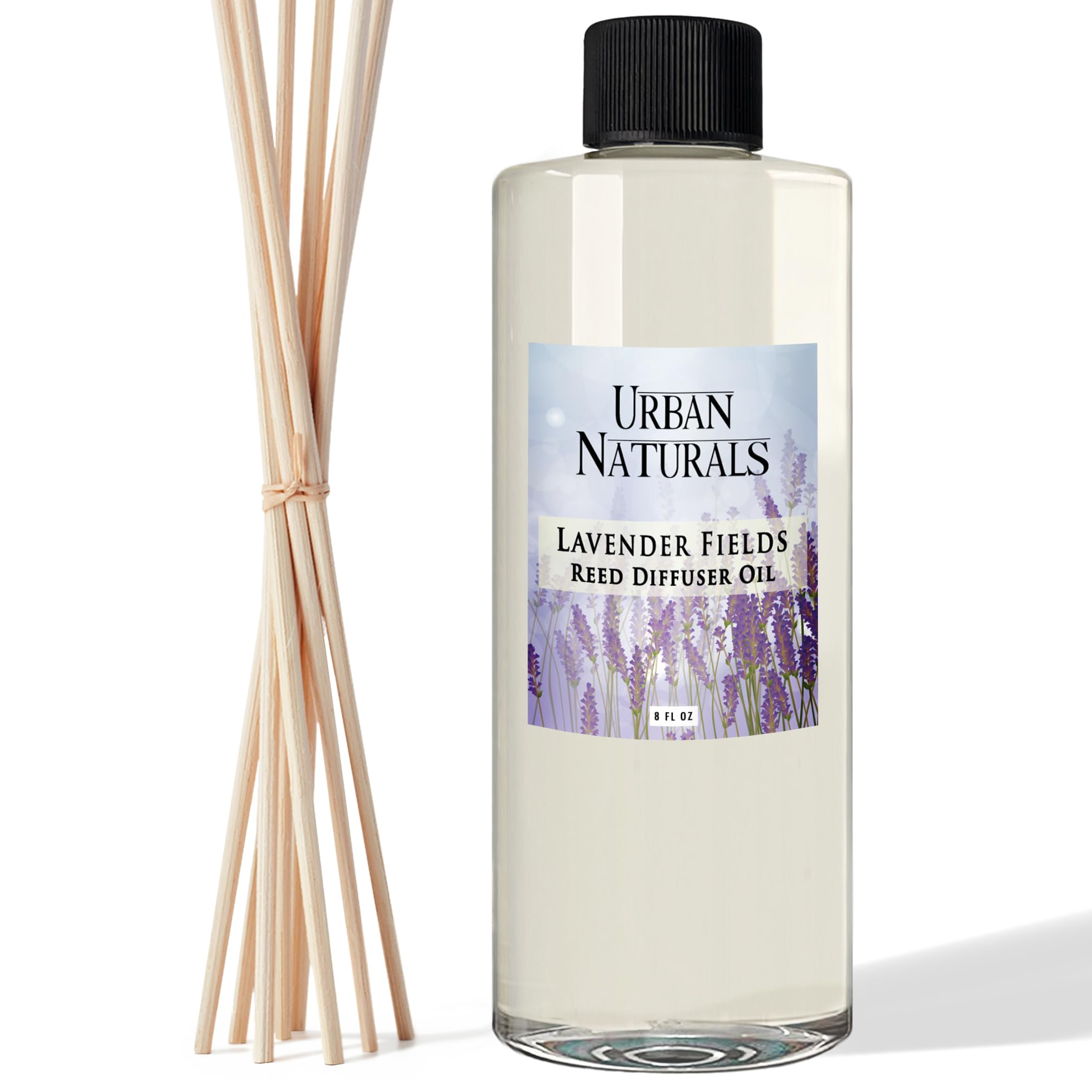 Urban Naturals Lavender Fields Essential Oil Reed Diffuser REFILL | Large 8 Ounce Size | includes a Free Set of Reed Sticks! Mad