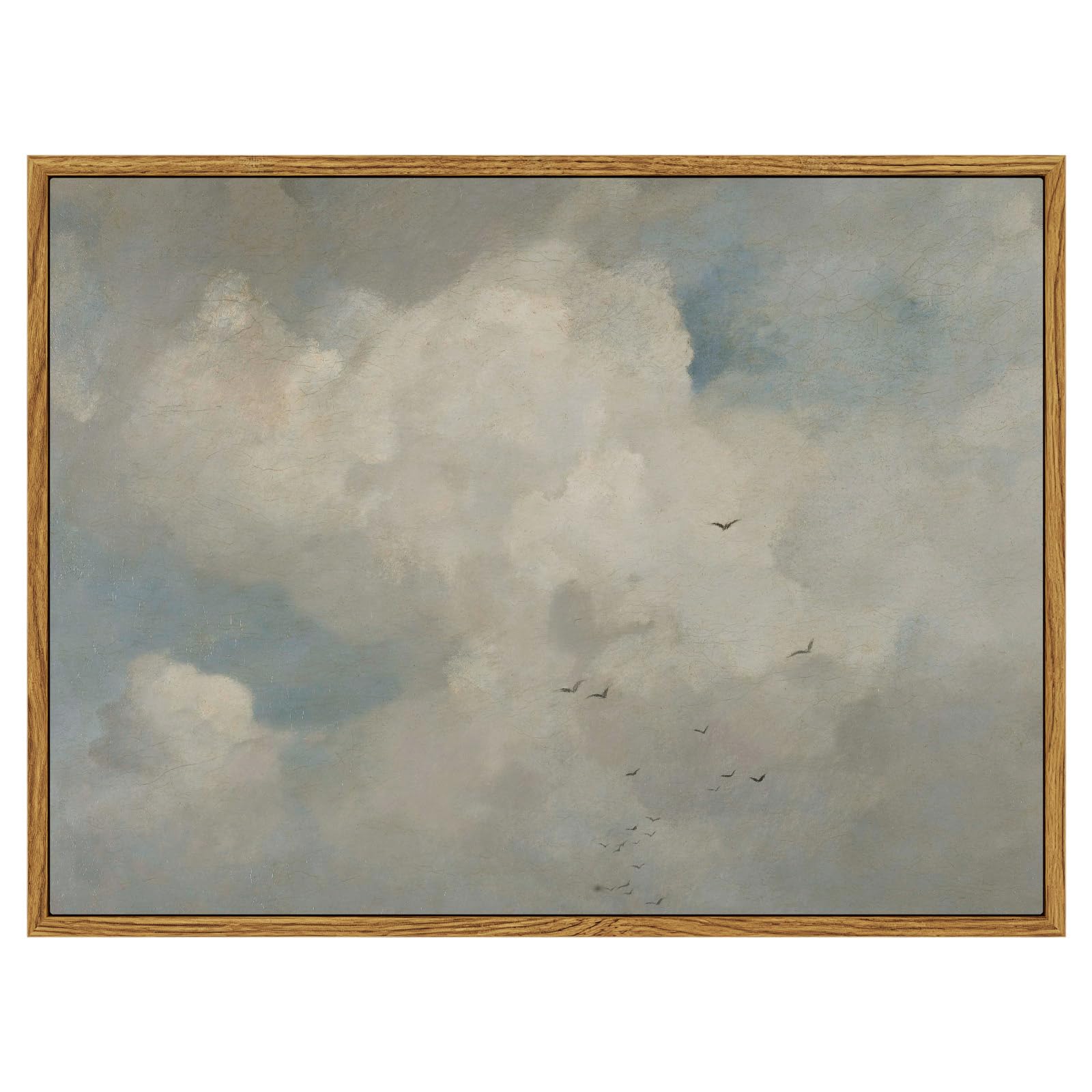 InSimSea Framed Canvas Wall Art Vintage Decor, Home Decor Classical Oil Paintings Sky Cloud Bird Canvas Prints,Retro Landscape W